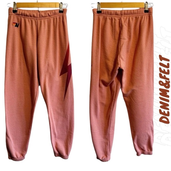 AVIATOR NATION Women’s Pink Lighting Bolt High Waisted Sweatpants | PRELOVED!!🩷 - Picture 2 of 10